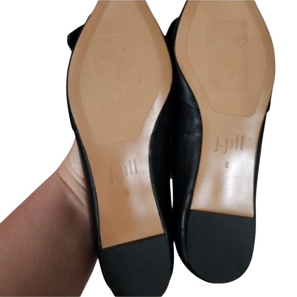 J Jill Black Leather Bow Pointed Toe Flats Shoes Women's Size 6 - Picture 7 of 10